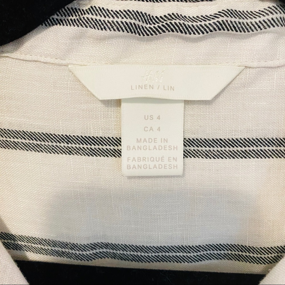 H&M Linen Vertical Striped Button Down Shirt - Picture 3 of 8